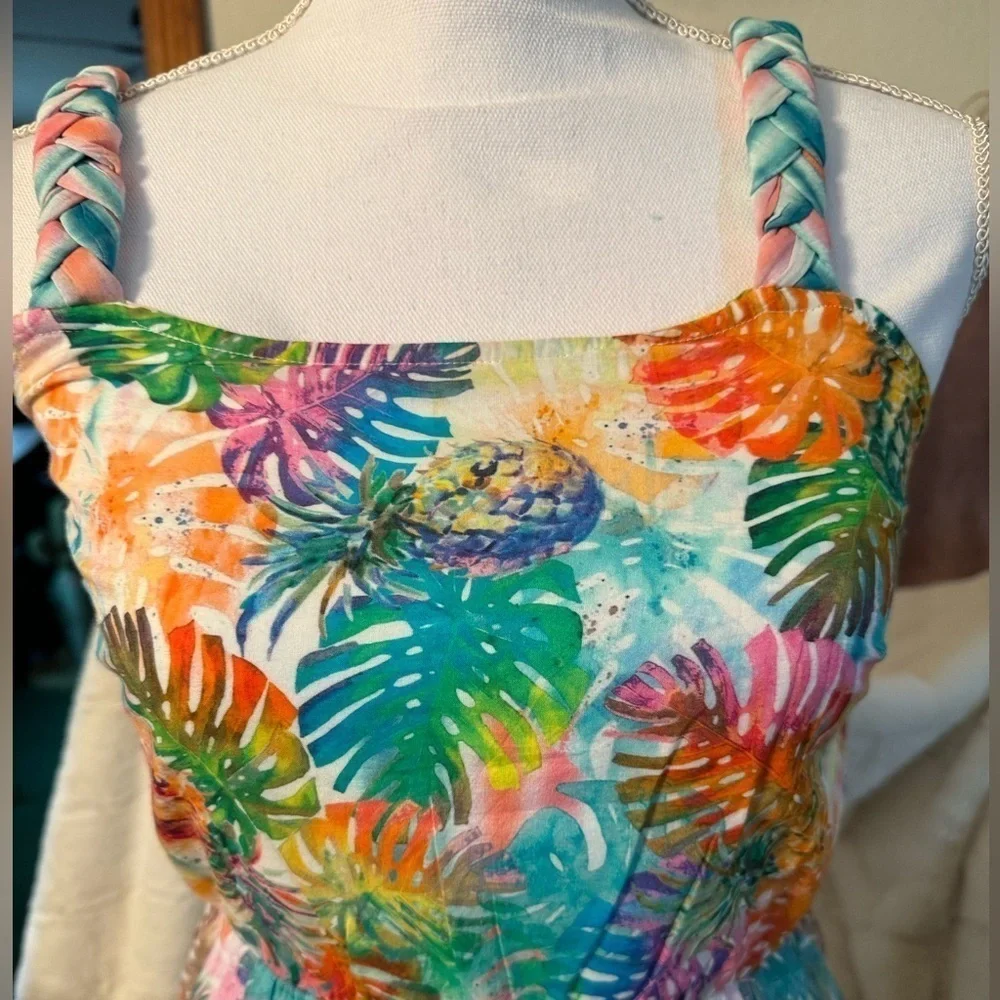 Destination 365 Long Maxi Dress. Size XS. Braided Straps. Floral. New - Picture 4 of 16